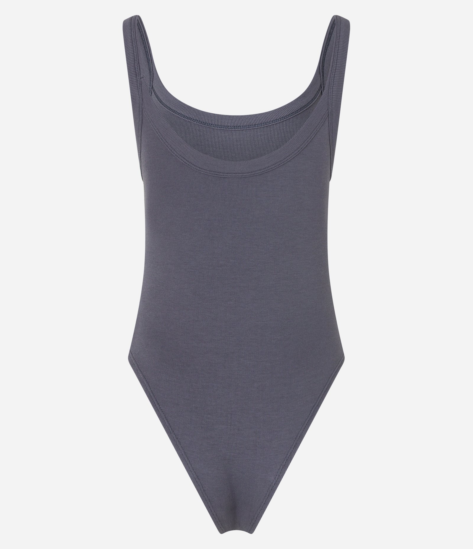 Body Básico em Ribana com Decote U Cinza 10