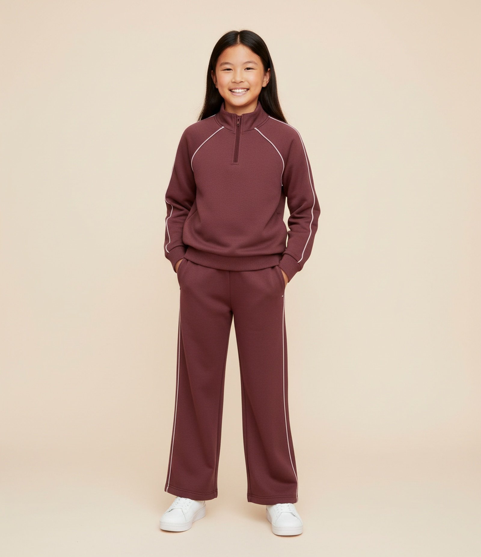 Casaco Infantil com Gola Alta e Zíper - Tam 5 a 14 Anos Marrom 1