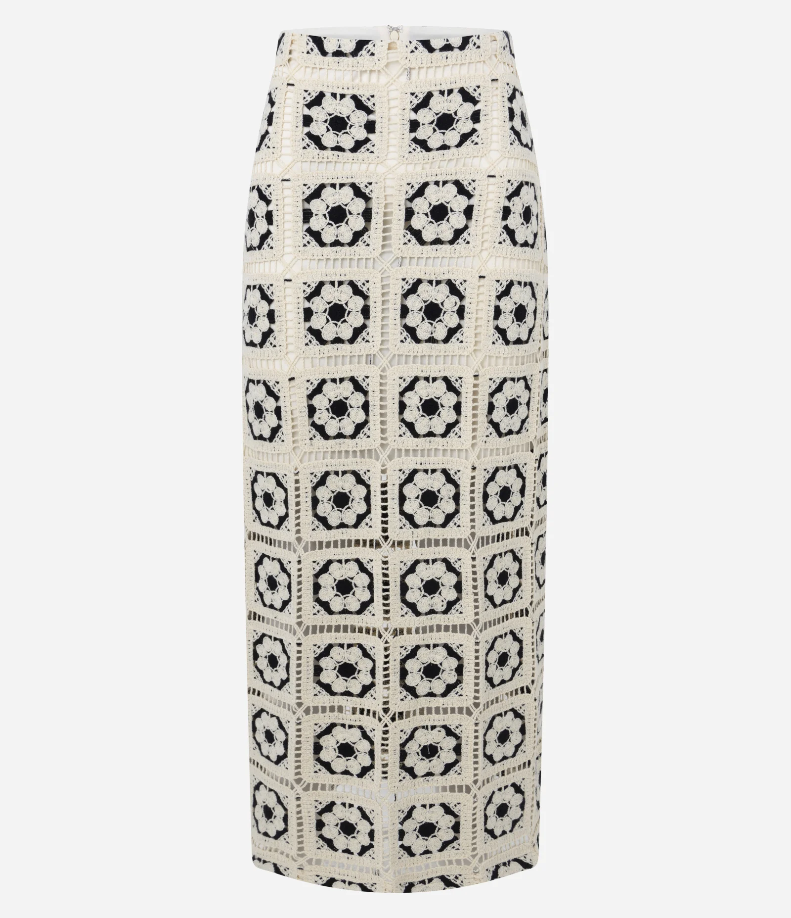 Saia New Midi com Efeito Crochetado com Flores Bege 6