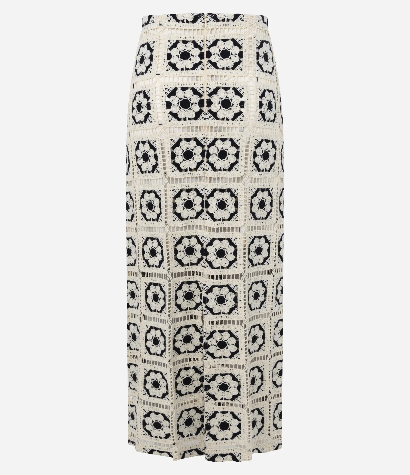 Saia New Midi com Efeito Crochetado com Flores Bege 8