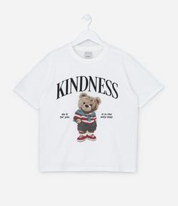 Camiseta Infantil com Estampa Urso Kindness - Tam 5 a 14 Anos