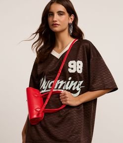 Bolsa Transversal Mini Satchel com Alça de Mão e Zíper Duplo