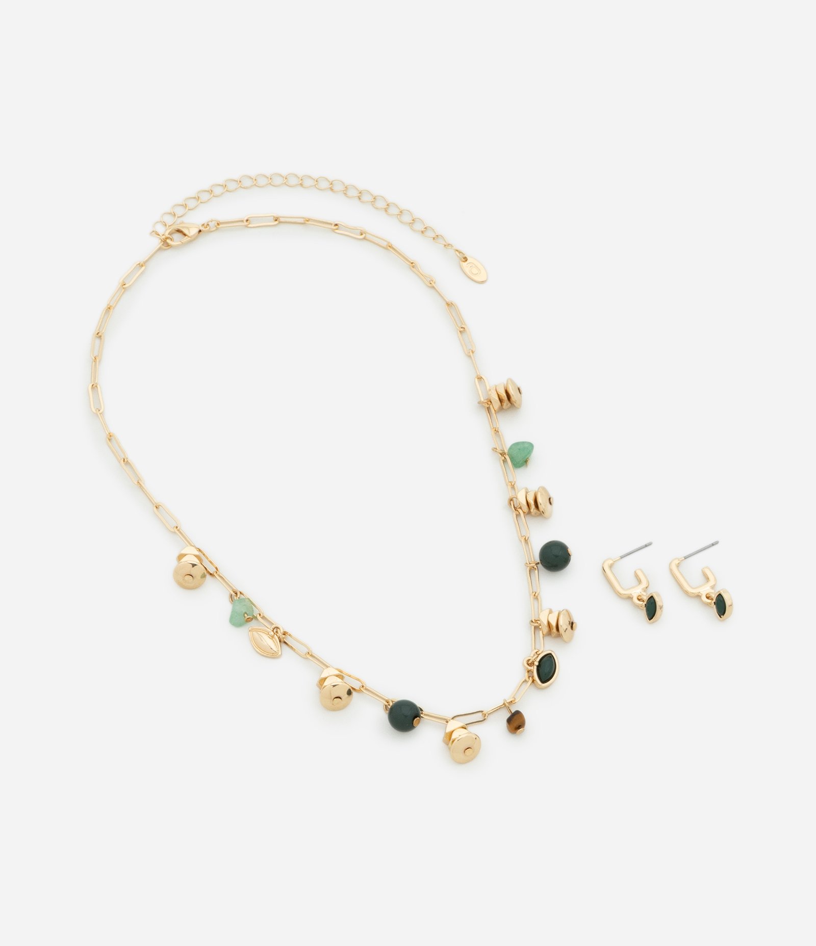 Conjunto de Colar de Corrente com Elos Retangulares e Pingente de ...