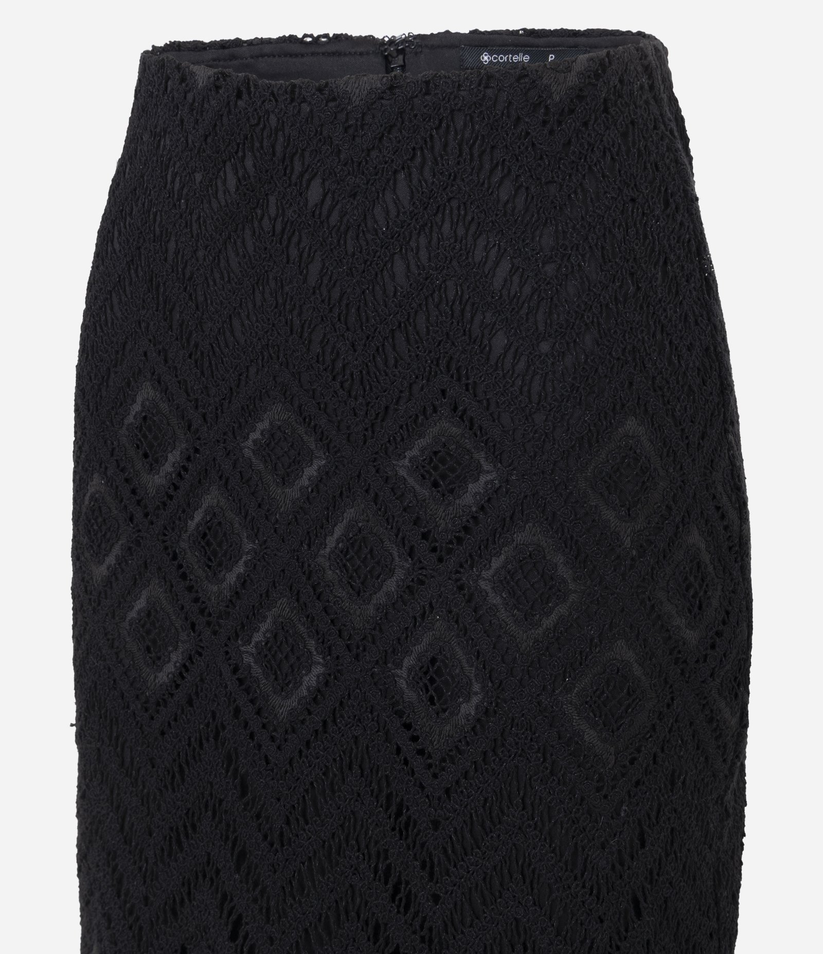 Saia Longa Reta em Tricô Floral com Zíper Lateral Preto 7