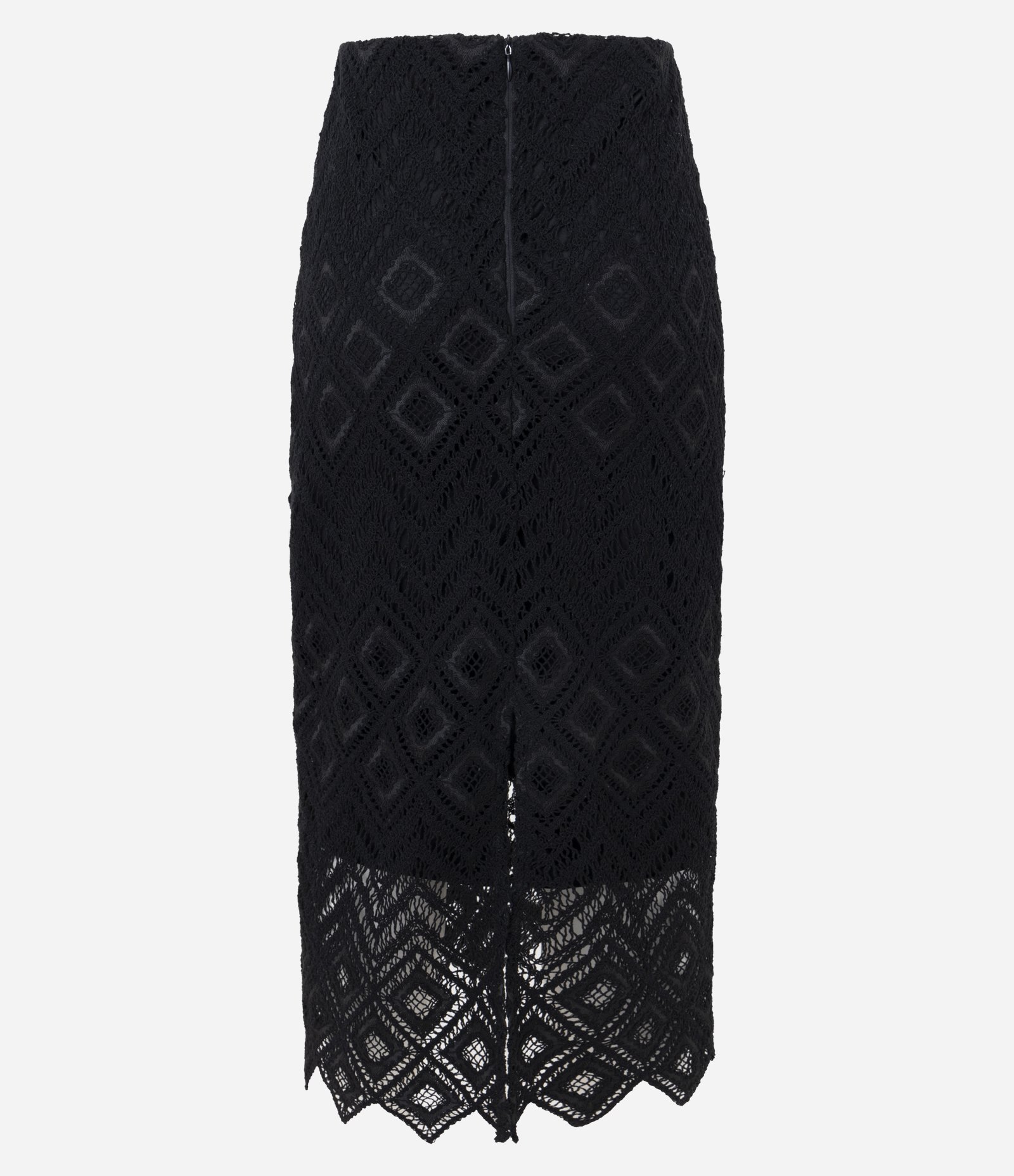 Saia Longa Reta em Tricô Floral com Zíper Lateral Preto 8