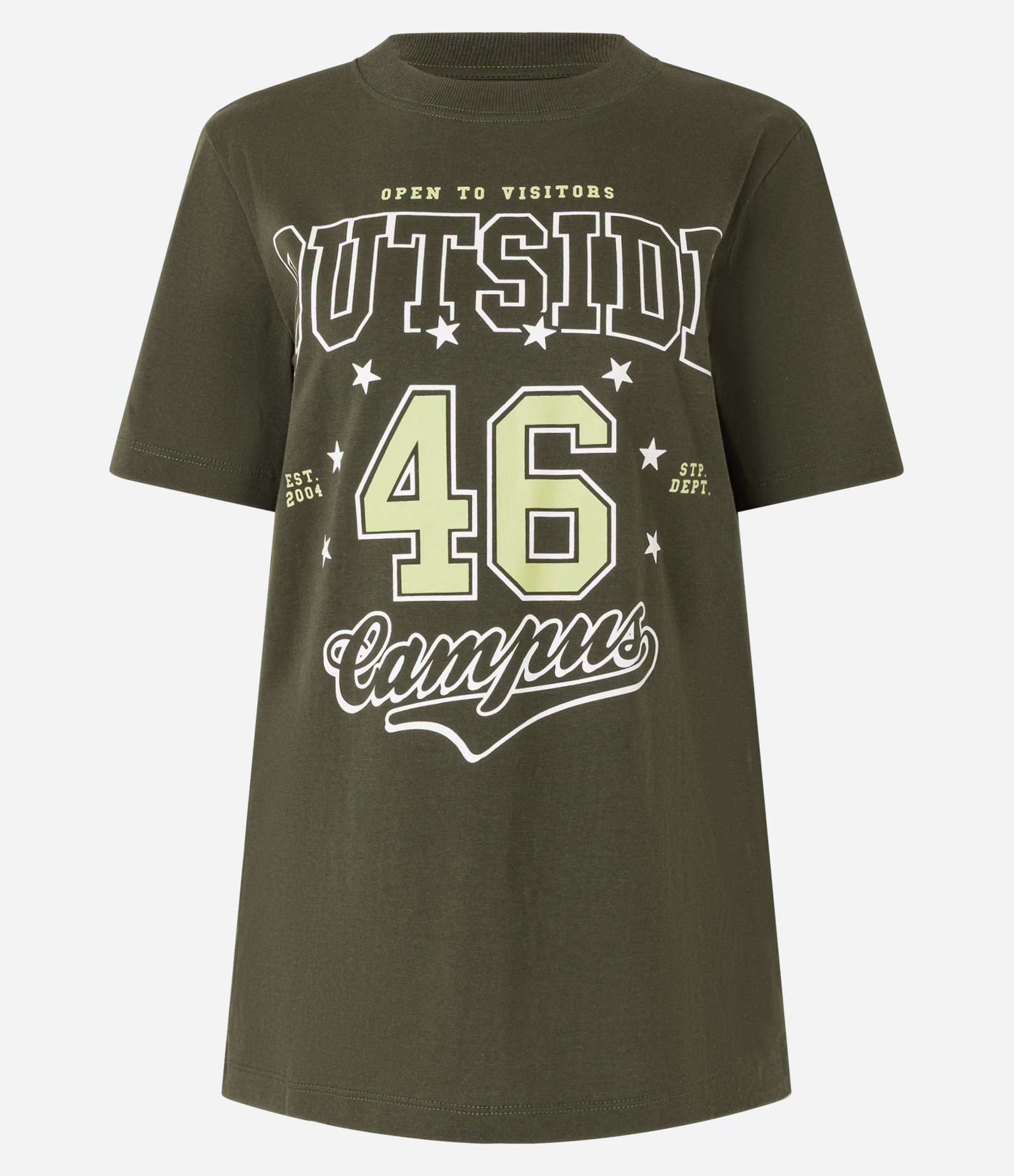 Camiseta em Algodão com Lettering Outside 46 Verde 4