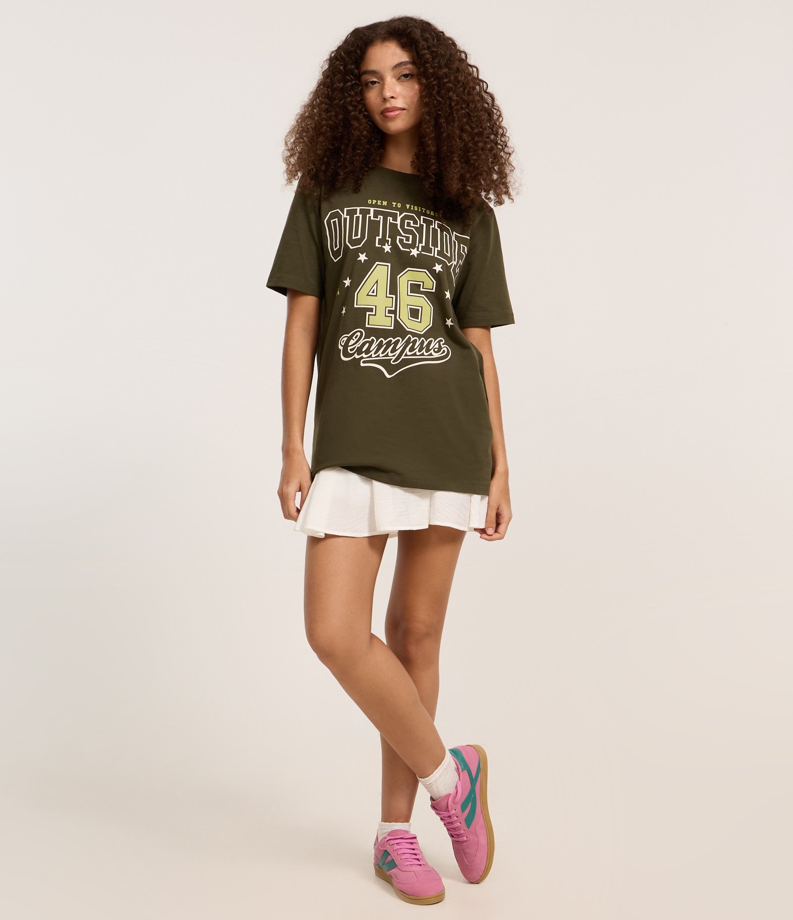 Camiseta em Algodão com Lettering Outside 46 Verde 2