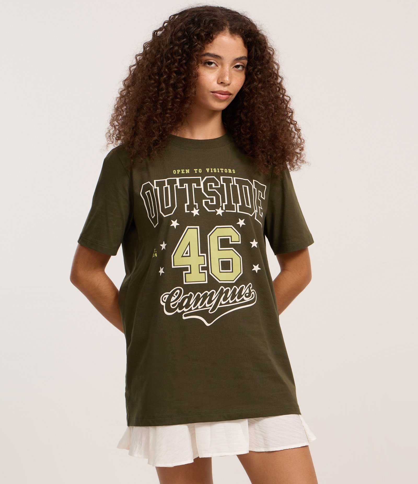 Camiseta em Algodão com Lettering Outside 46 Verde 3