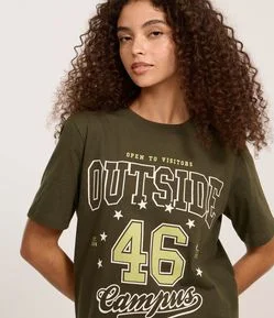 Camiseta em Algodão com Lettering Outside 46
