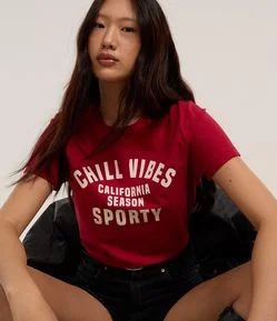 Blusa Baby Look em Algodão com Estampa Chill Vibes