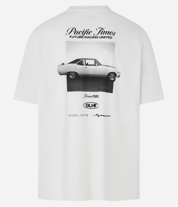 Camiseta Relaxed em Algodão com Estampa Photoprint de Carro