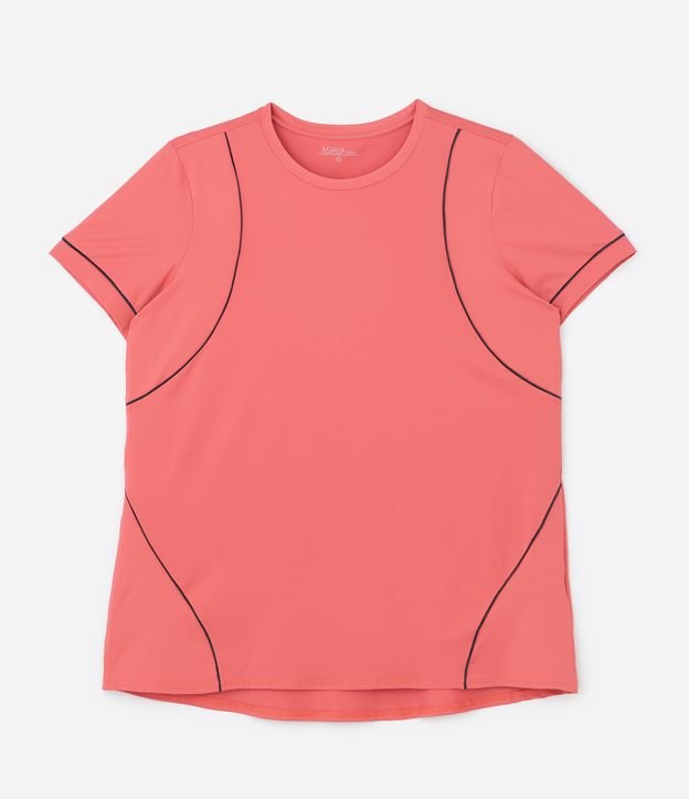 Camiseta Esportiva Alongada em Tecnologia Dry com Recortes Contrastantes Curve & Plus Size