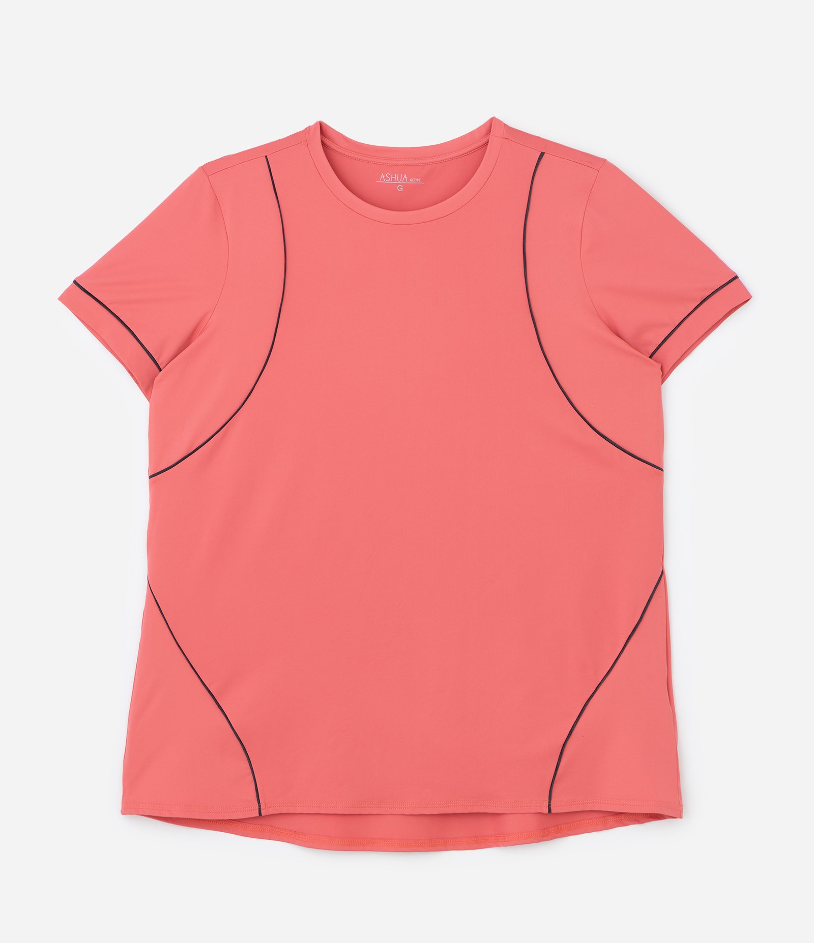 Camiseta Esportiva Alongada em Tecnologia Dry com Recortes Contrastantes Curve & Plus Size Rosa 4