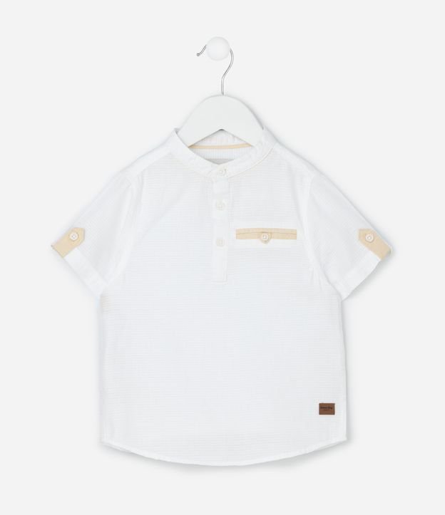 Camisa Infantil Bata com Detalhes Contrastantes e Texturizada - Tam 1 a 6 Anos