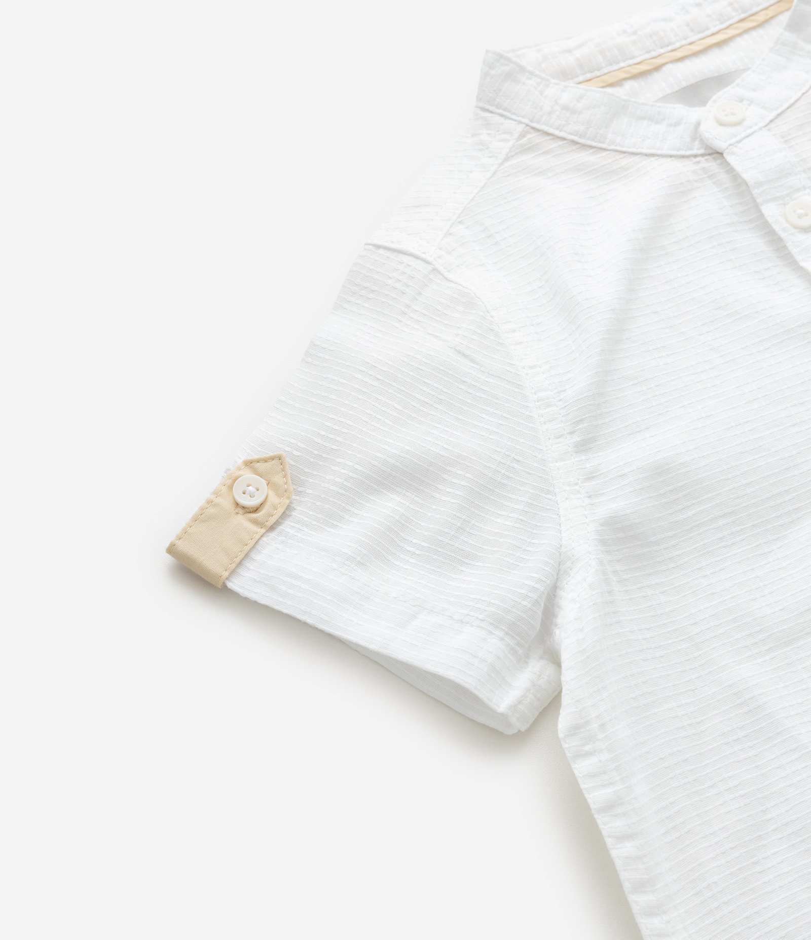 Camisa Infantil Bata com Detalhes Contrastantes e Texturizada - Tam 1 a 6 Anos Branco 4