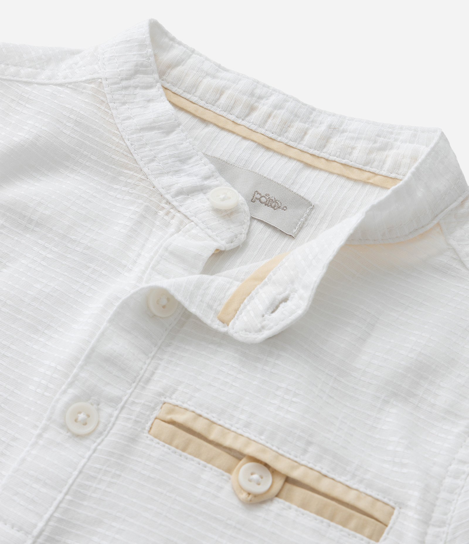 Camisa Infantil Bata com Detalhes Contrastantes e Texturizada - Tam 1 a 6 Anos Branco 6