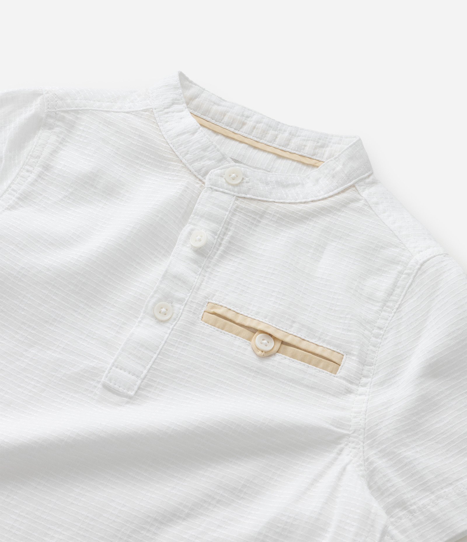 Camisa Infantil Bata com Detalhes Contrastantes e Texturizada - Tam 1 a 6 Anos Branco 7