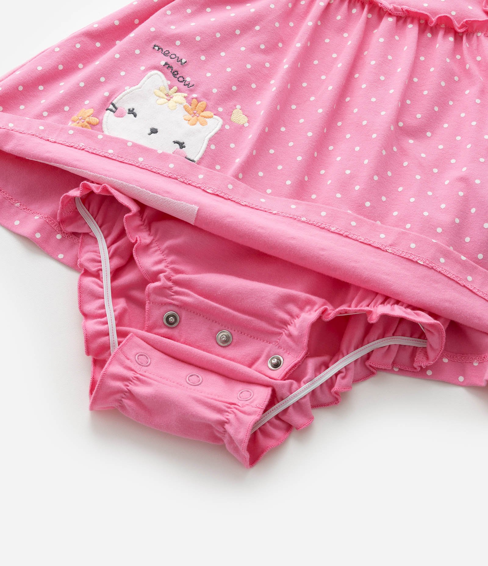 Vestido Body com Estampa Poá e Bordado Ursinha - Tam 0 a 18 Meses Rosa 5