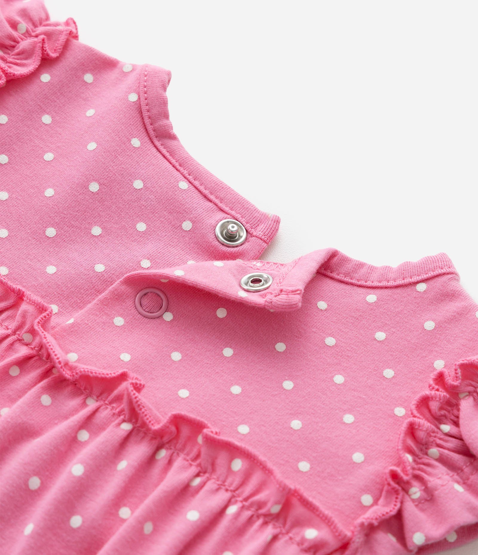 Vestido Body com Estampa Poá e Bordado Ursinha - Tam 0 a 18 Meses Rosa 6