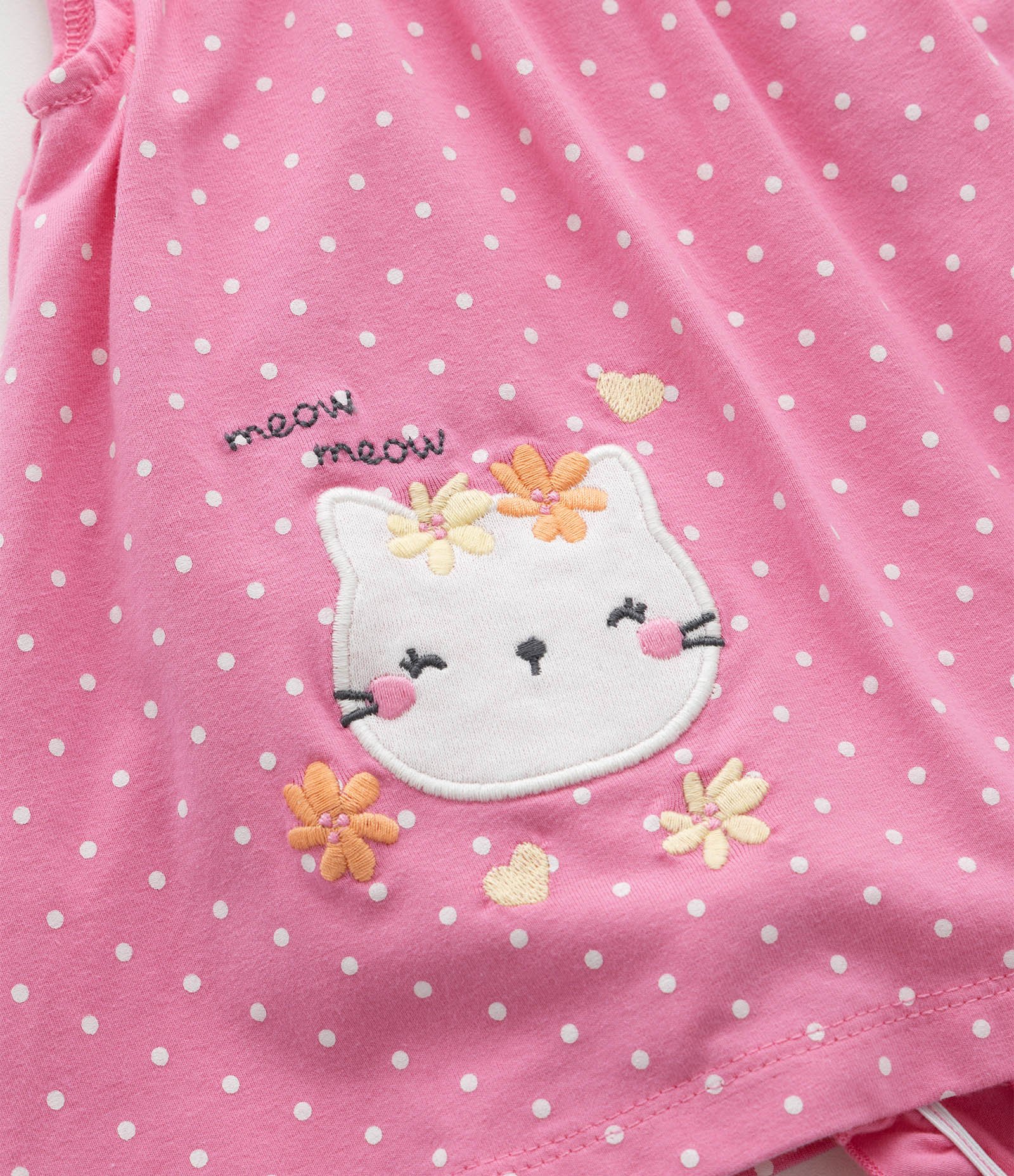 Vestido Body com Estampa Poá e Bordado Ursinha - Tam 0 a 18 Meses Rosa 7