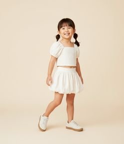 Blusa Cropped Infantil com Textura Floral - Tam 1 a 6 Anos