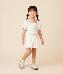 Saia Infantil Balonê com Bordado Floral - Tam 1 a 6 Anos