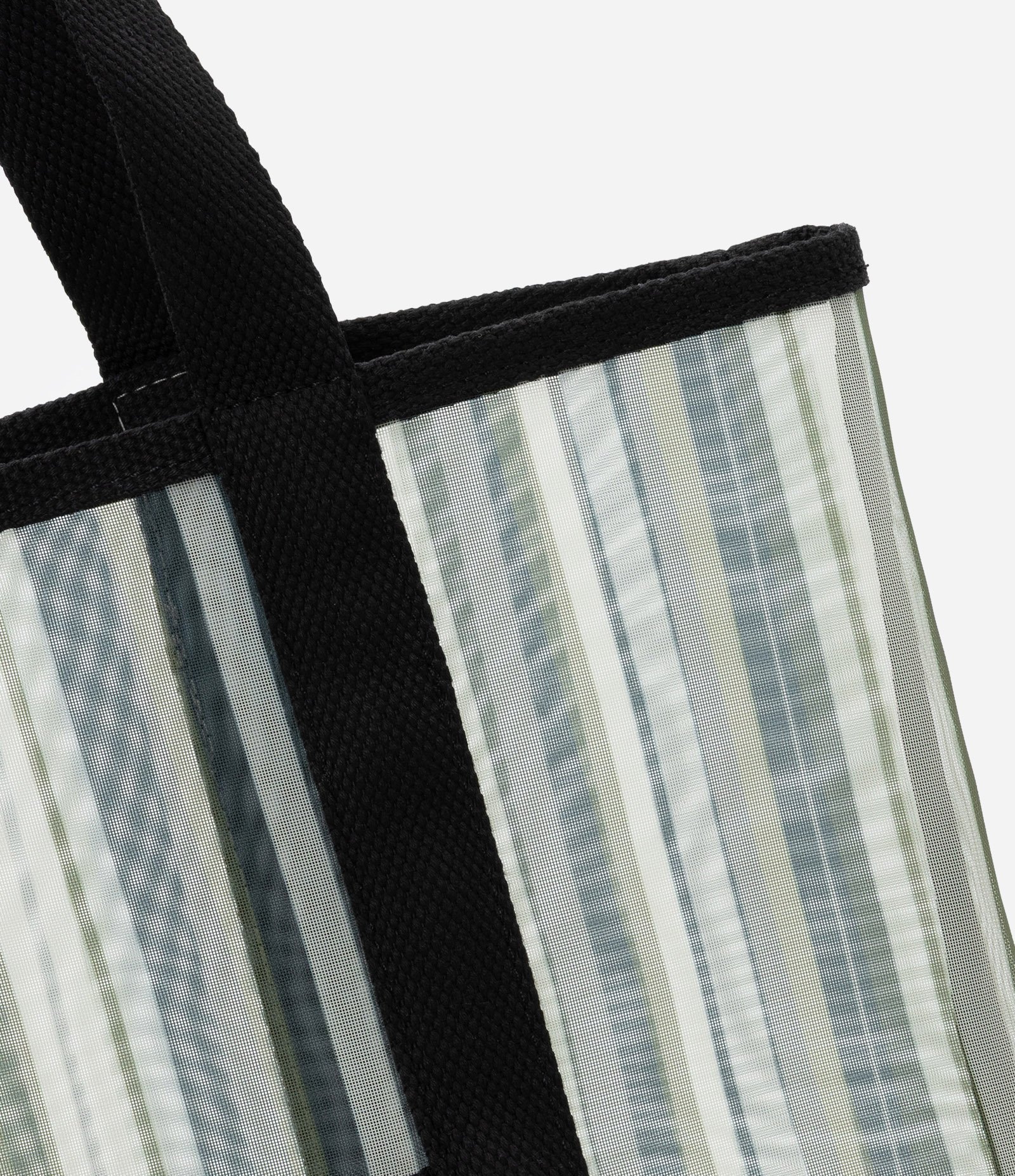 Bolsa de Praia Grande em Tela Listrada Preto 5