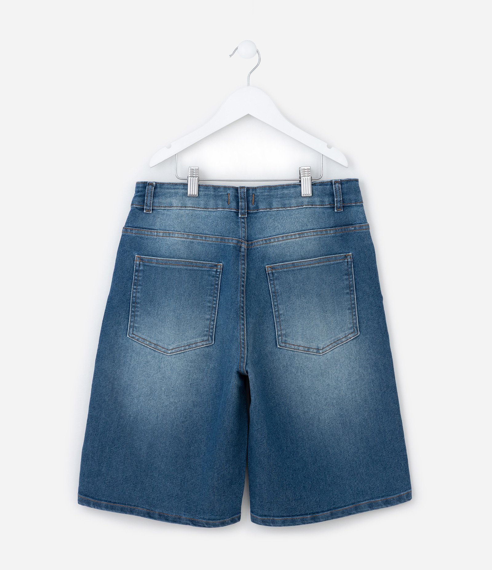 Bermuda Baggy Infantil em Jeans Dirty - Tam 5 a 14 anos Azul Médio 2