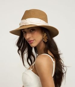 Chapéu de Praia Panamá com Lenço Acetinado