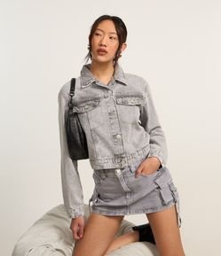 Jaqueta Regular em Jeans com Botões