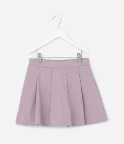 Short Saia Infantil em Cotton com Pregas - Tam 5 a 14  Anos