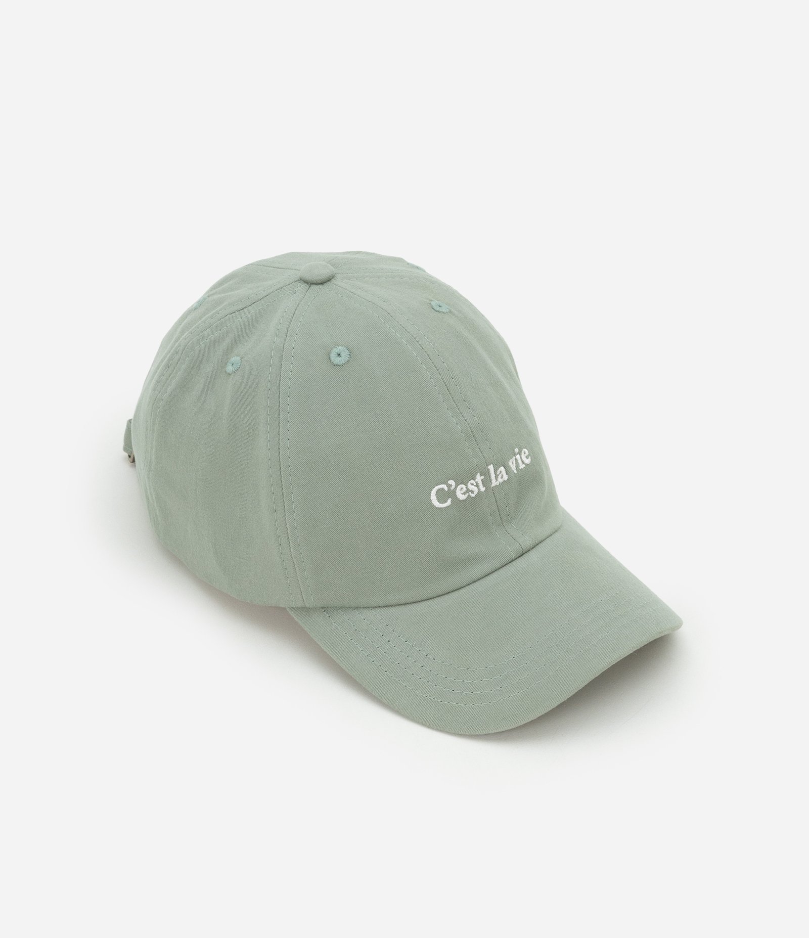 Boné Aba Curva em Sarja com Bordado C'est la vie Verde 2