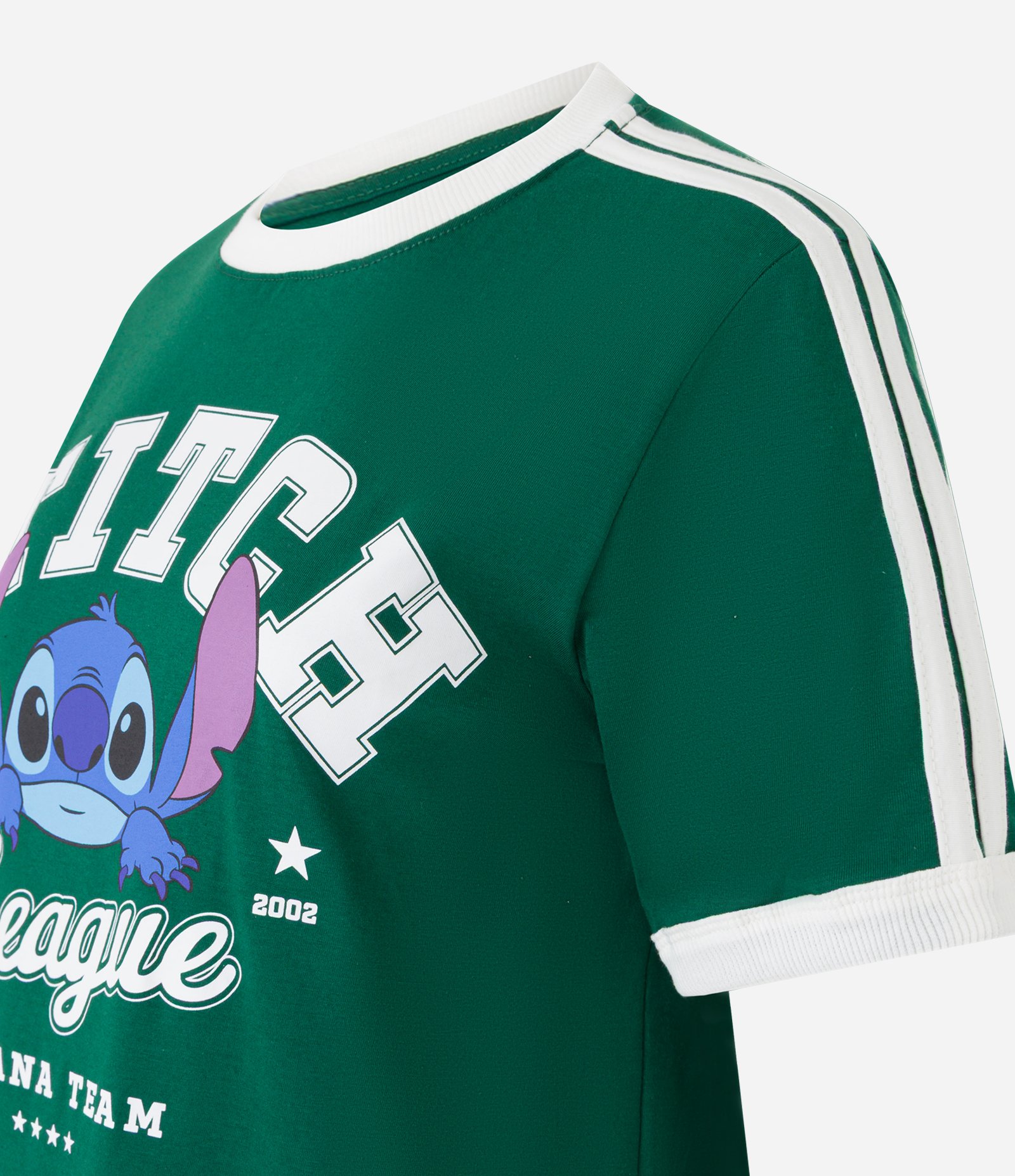 Camiseta T-shirt em Algodão com Estampa Stitch League Verde 5