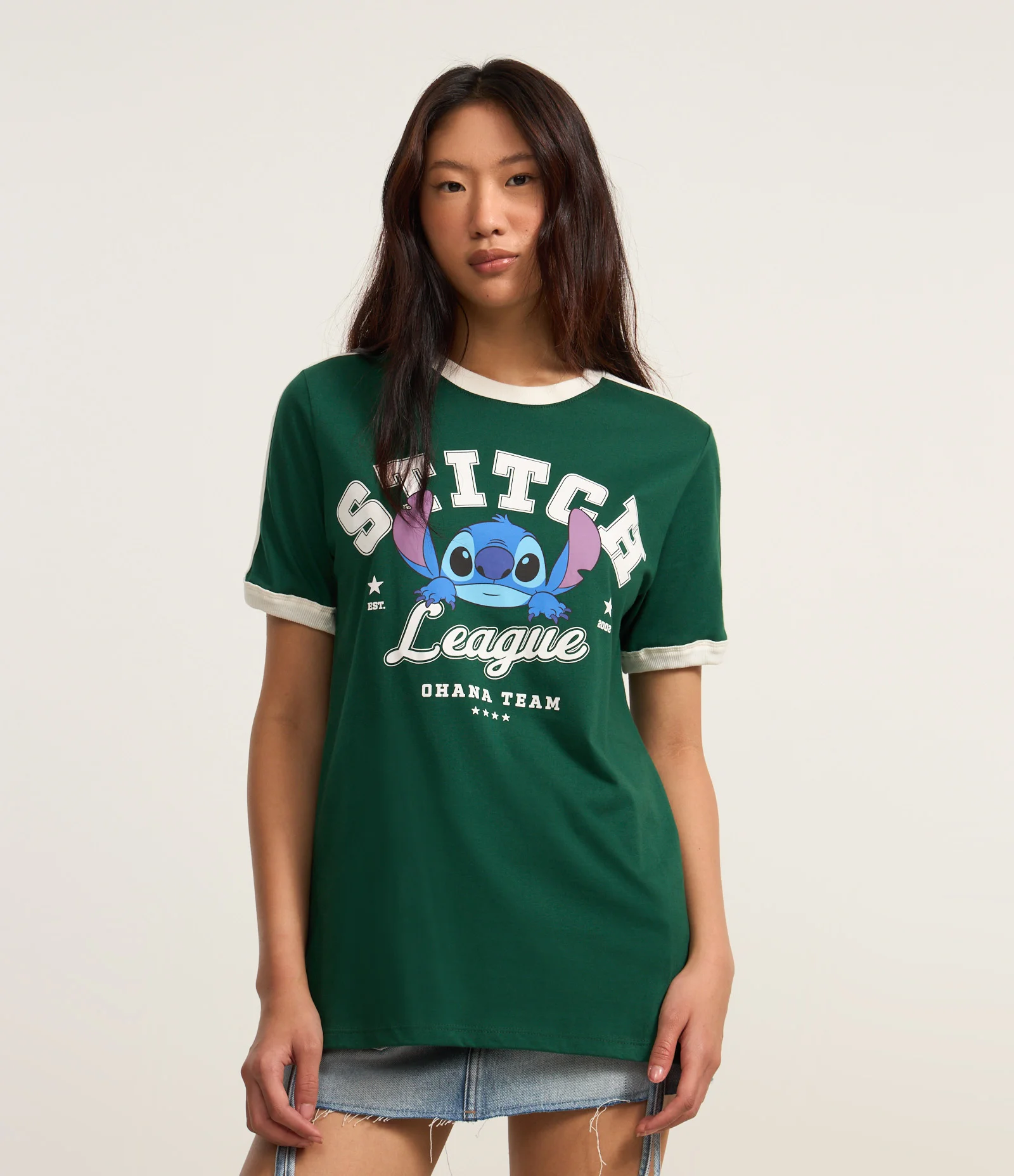 Camiseta T-shirt em Algodão com Estampa Stitch League Verde 1