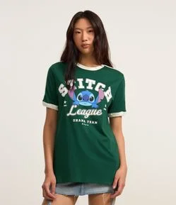 Camiseta T-shirt em Algodão com Estampa Stitch League
