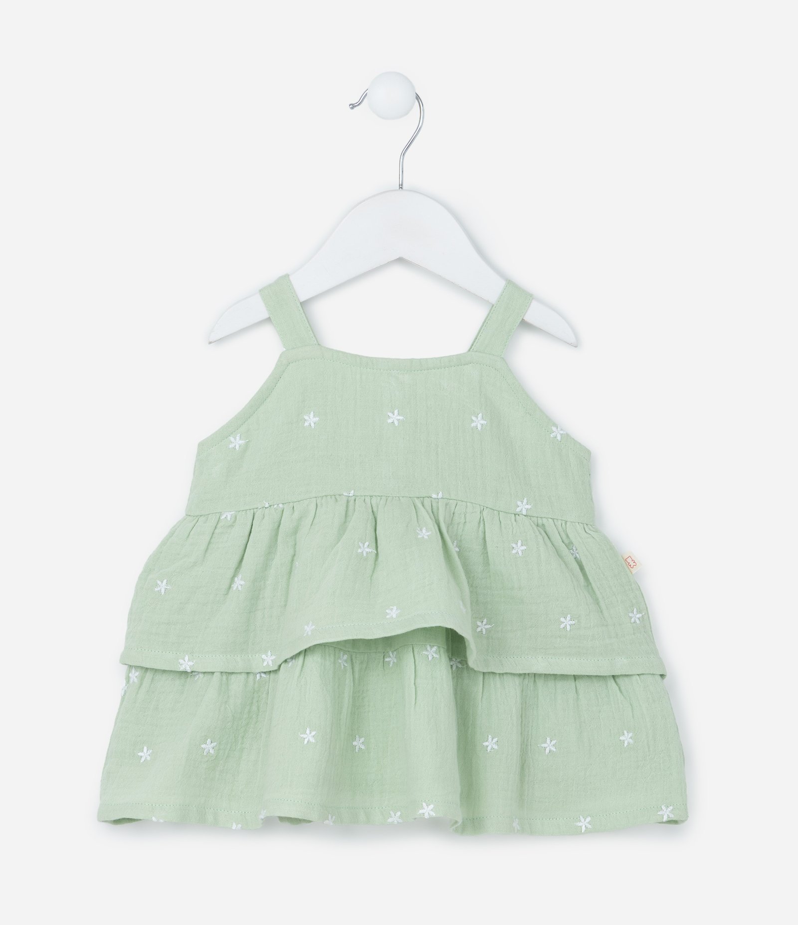 Conjunto Infantil em Tricoline com Bordado Floral - Tam 3 a 18 Meses Verde 3