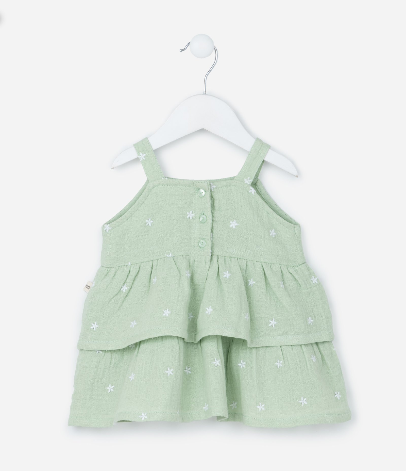 Conjunto Infantil em Tricoline com Bordado Floral - Tam 3 a 18 Meses Verde 4