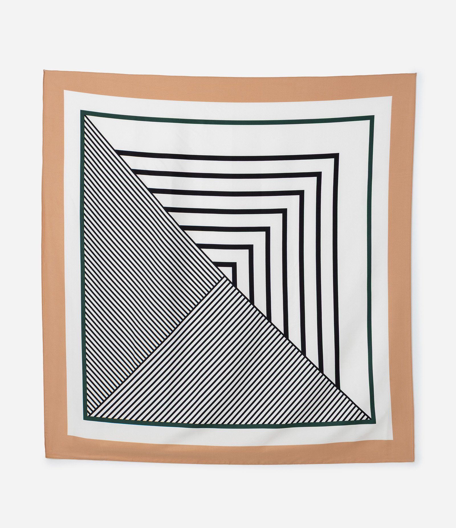 Lenço Quadrado em Cetim com Estampa de Mix Listras Branco 1