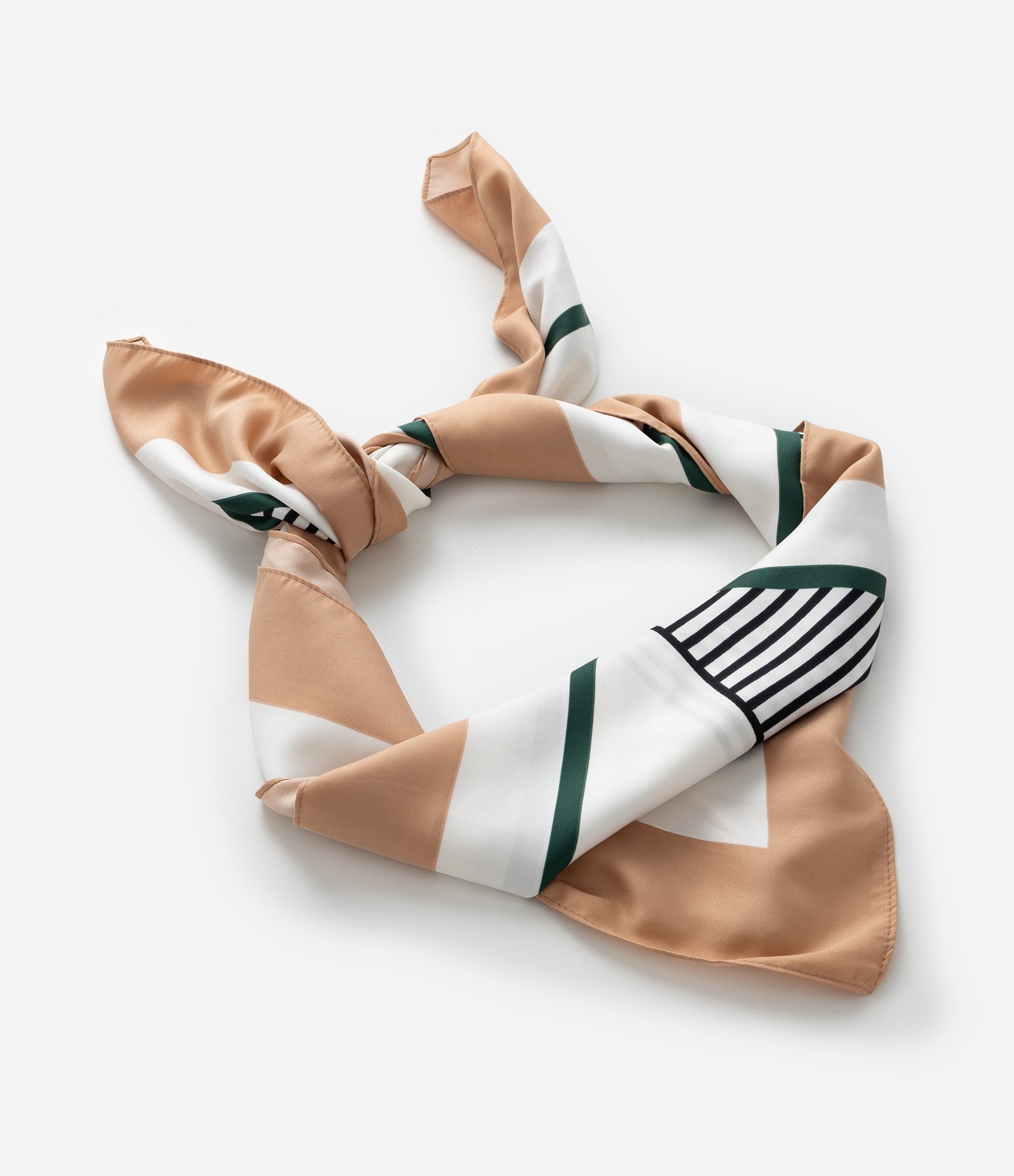 Lenço Quadrado em Cetim com Estampa de Mix Listras Branco 2