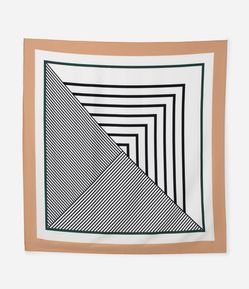 Lenço Quadrado em Cetim com Estampa de Mix Listras