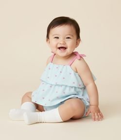 Conjunto Infantil com Estampa de Listras e Corações - Tam 0 a 18 Meses