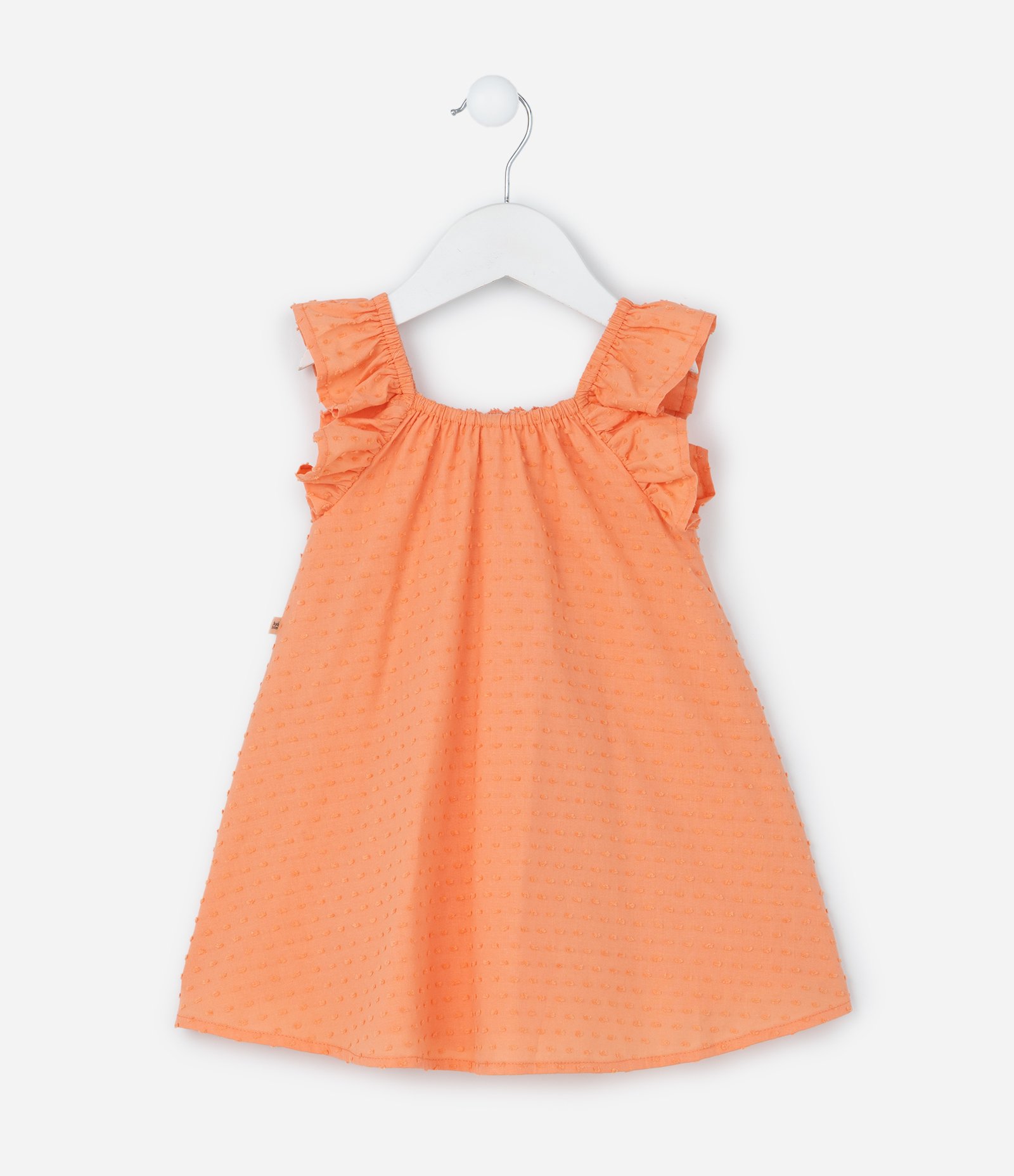 Vestido Infantil em Tricoline com Estampa Floral e Calcinha - Tam 3 a 18 Meses Laranja 3