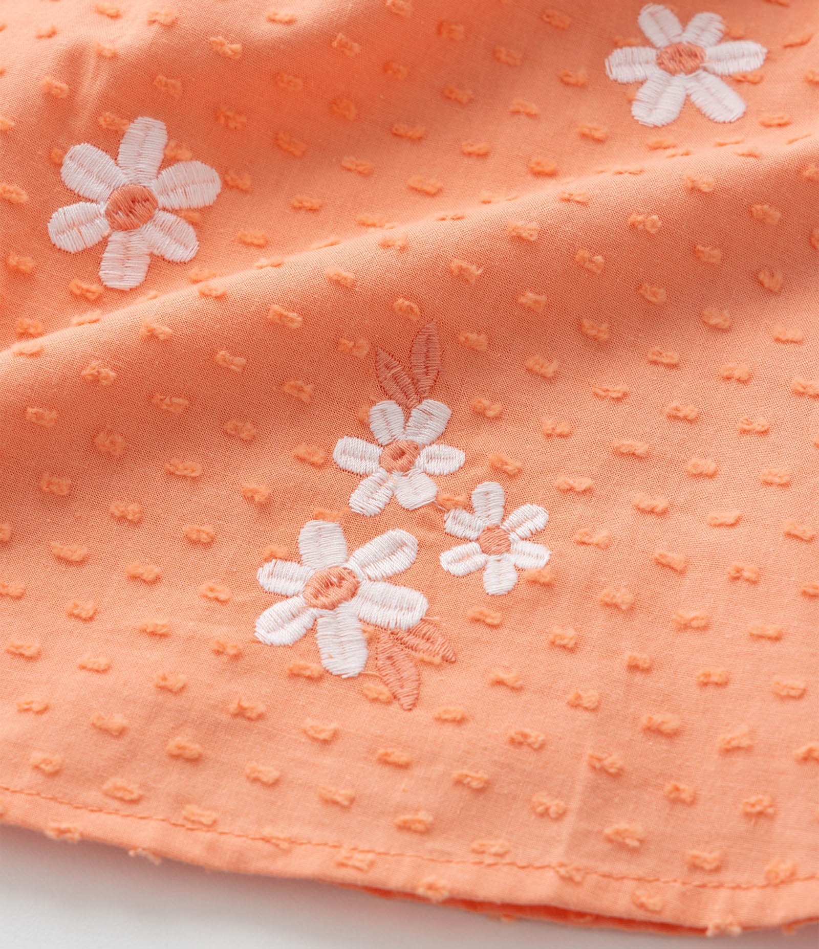 Vestido Infantil em Tricoline com Estampa Floral e Calcinha - Tam 3 a 18 Meses Laranja 5