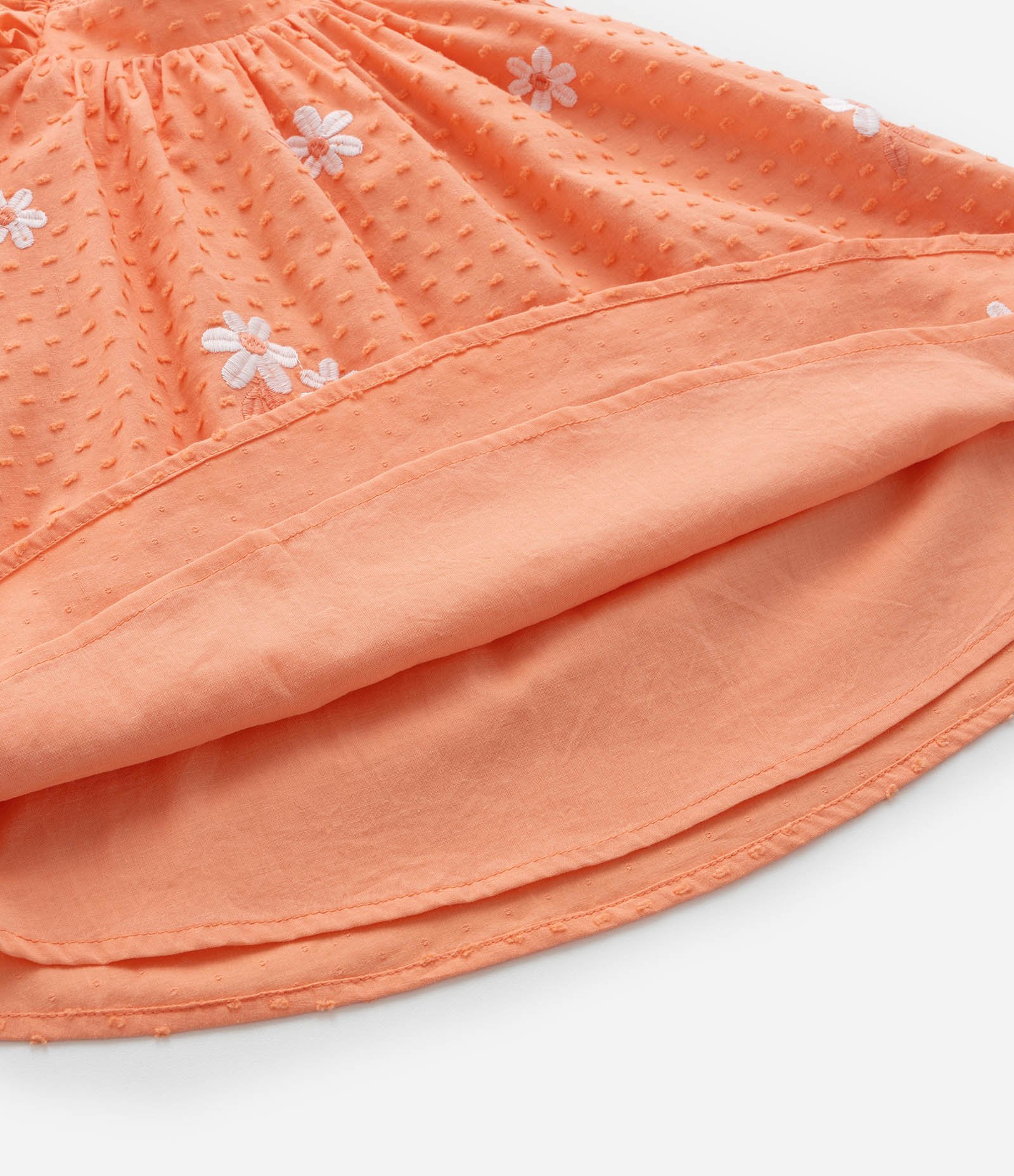 Vestido Infantil em Tricoline com Estampa Floral e Calcinha - Tam 3 a 18 Meses Laranja 6