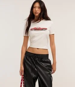 Blusa T-shirt em Algodão com Estampa Carros Los Angeles