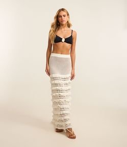 Saída de Praia Saia Longa em Tricô com Babados