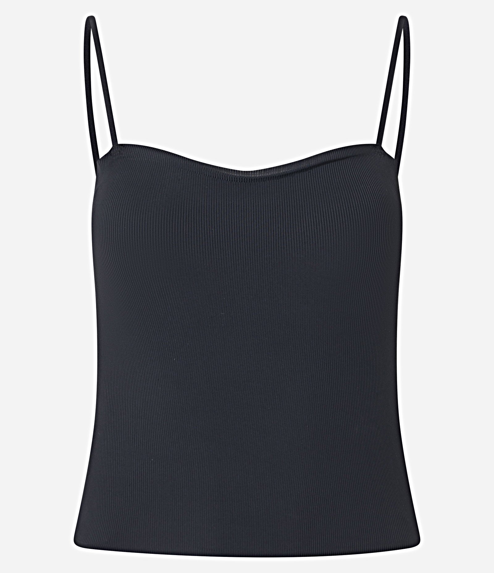 Camisete Sem Bojo em Microfibra com Alças Finas Preto 1