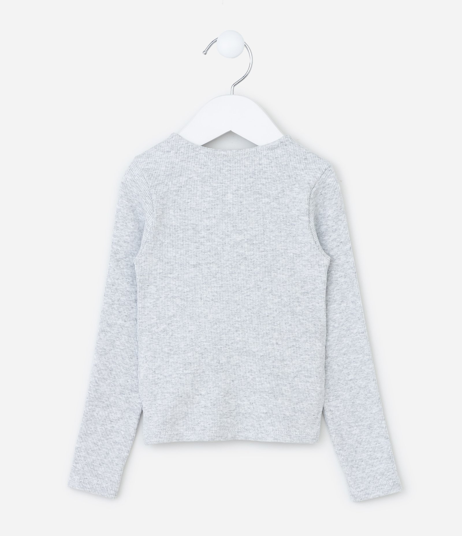 Blusa Infantil em Ribana com Lacinhos Contrastantes - Tam 1 a 6 Anos Cinza 2