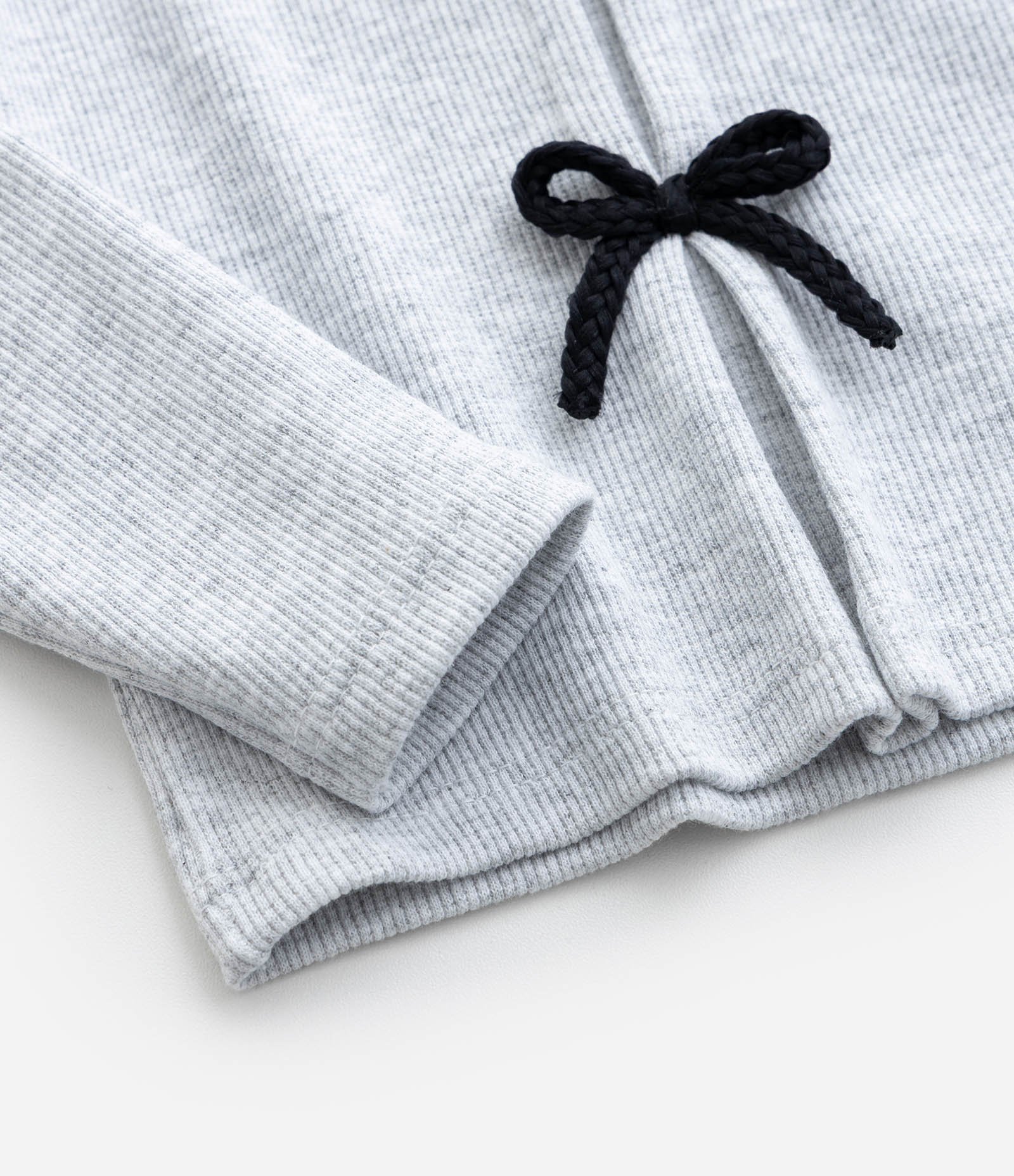 Blusa Infantil em Ribana com Lacinhos Contrastantes - Tam 1 a 6 Anos Cinza 4