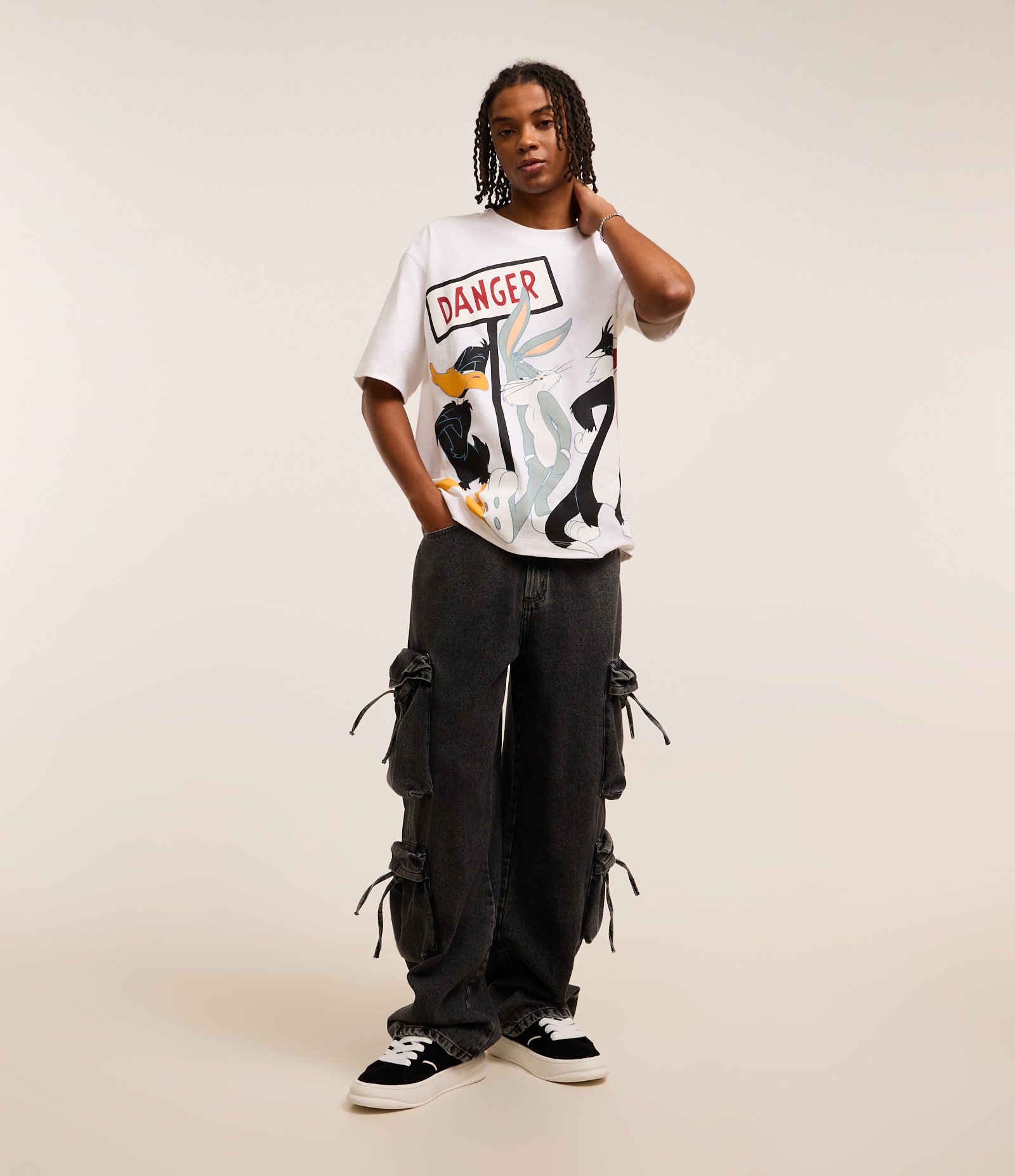 Camiseta Boxy em Algodão com Estampa Looney Tunes Branco 2